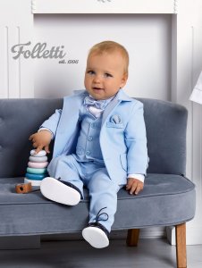 Garnitur do chrztu dla chłopca baby blue | Folletti 22A001 